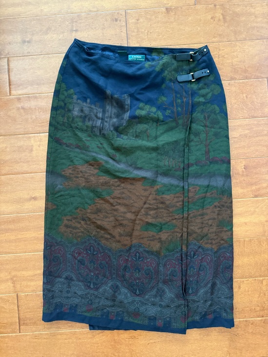 Ralph Lauren Dresses & Skirts - Vintage Ralph Lauren Tapestry Castle Kilt Style Wrap Printed Maxi Skirt Wool